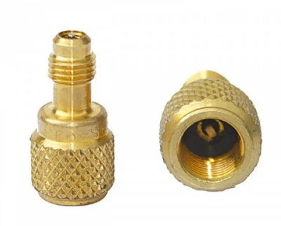 Штуцер для R410A с золотником и депрессором M1/4 SAE х F5/16  SAE AD87